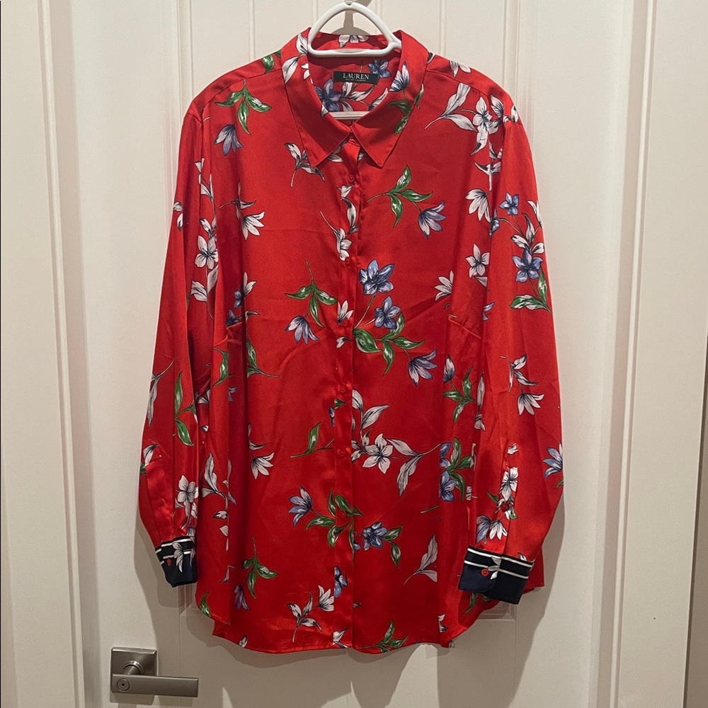 Lauren Ralph Lauren Red Floral Blouse